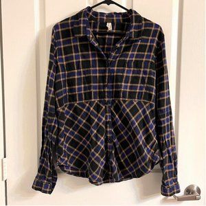 Free People Plaid Button Flannel Shirt